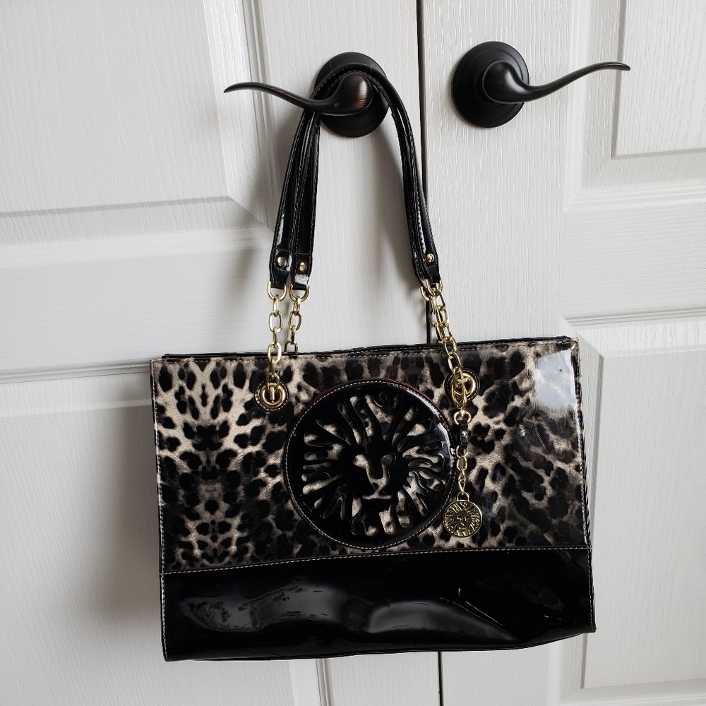 Shiny Silver and Black Leopard Tote